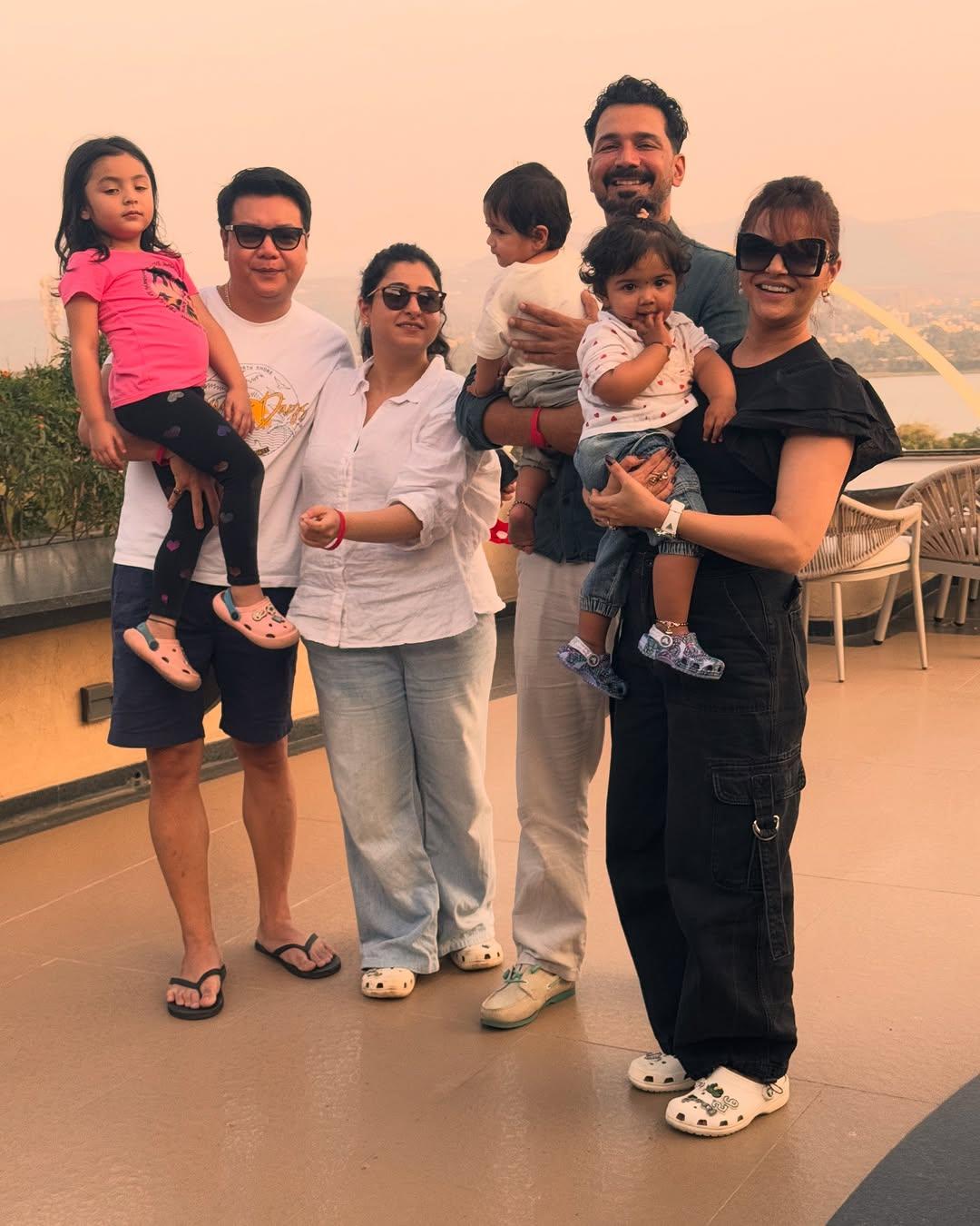 The family portraits we need. While Rubina slayed in an all-black outfit, Abhinav looks stylish in casuals as they pose with their friends
