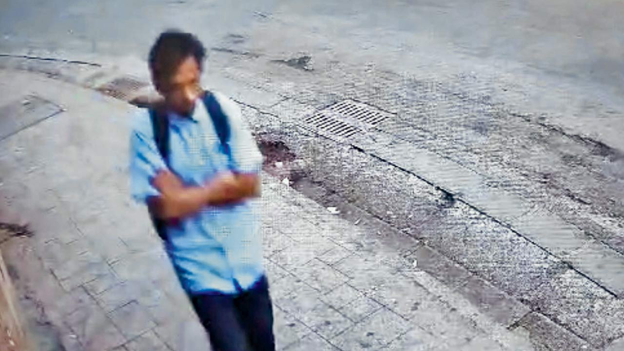 A screengrab of CCTV footage of the accused near Bandra station around 7.05 am on January 16