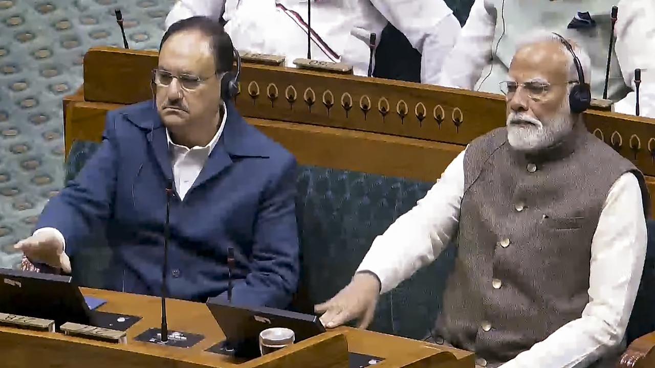 PM Modi and BJP chief JP Nadda. President Murmu in her address said the government has decided to expand the Pradhan Mantri Awas Yojana to provide new houses to 3 crore additional families