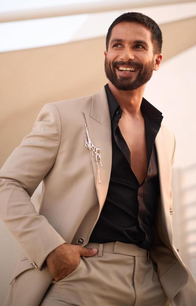 The actor has sported a buzz cut for the film and is looking dashing as always