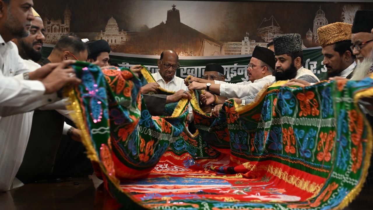 NCP (SP) chief Sharad Pawar on Tuesday presented the chadar that would be offered on his behalf at the Ajmer Sharif Dargah on the Urs of Khwaja Moinuddin Chishti on the occasion of 813th Urs