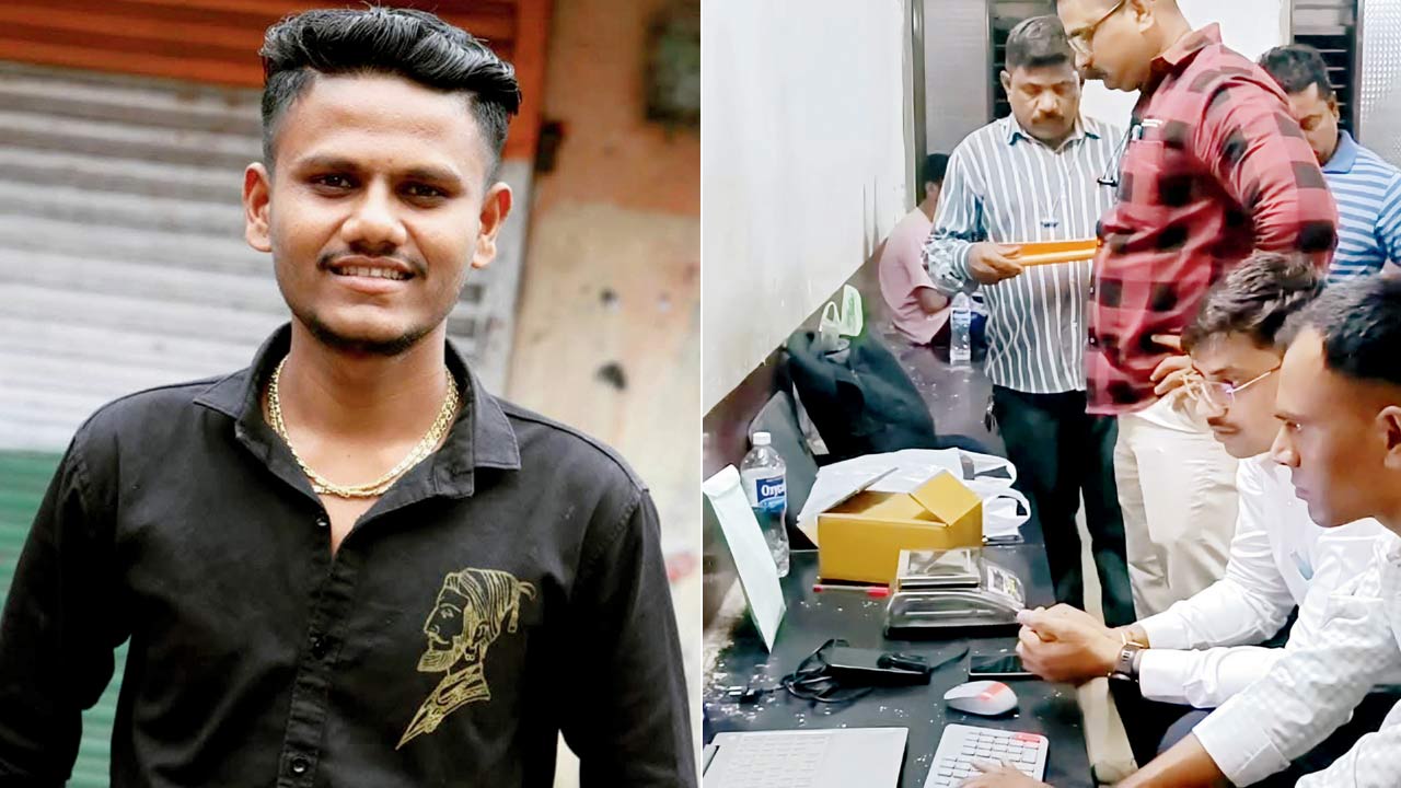 The attempt to murder accused Harshad Sakat; (right) the cops inspecting the box. Pics/Navneet Barhate
