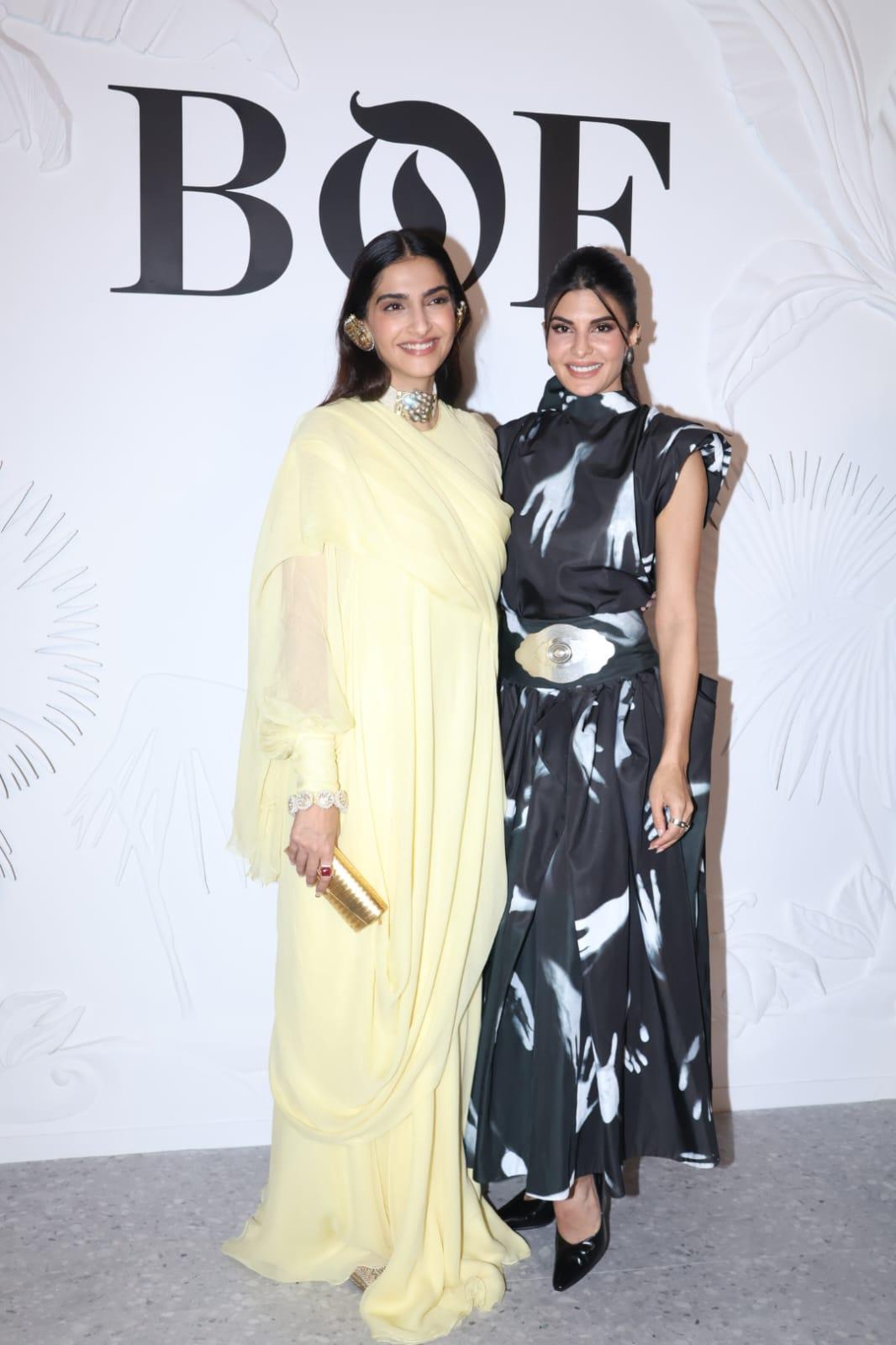 Sonam Kapoor and Jacqueline Fernandez posed together as they attended an event in the city