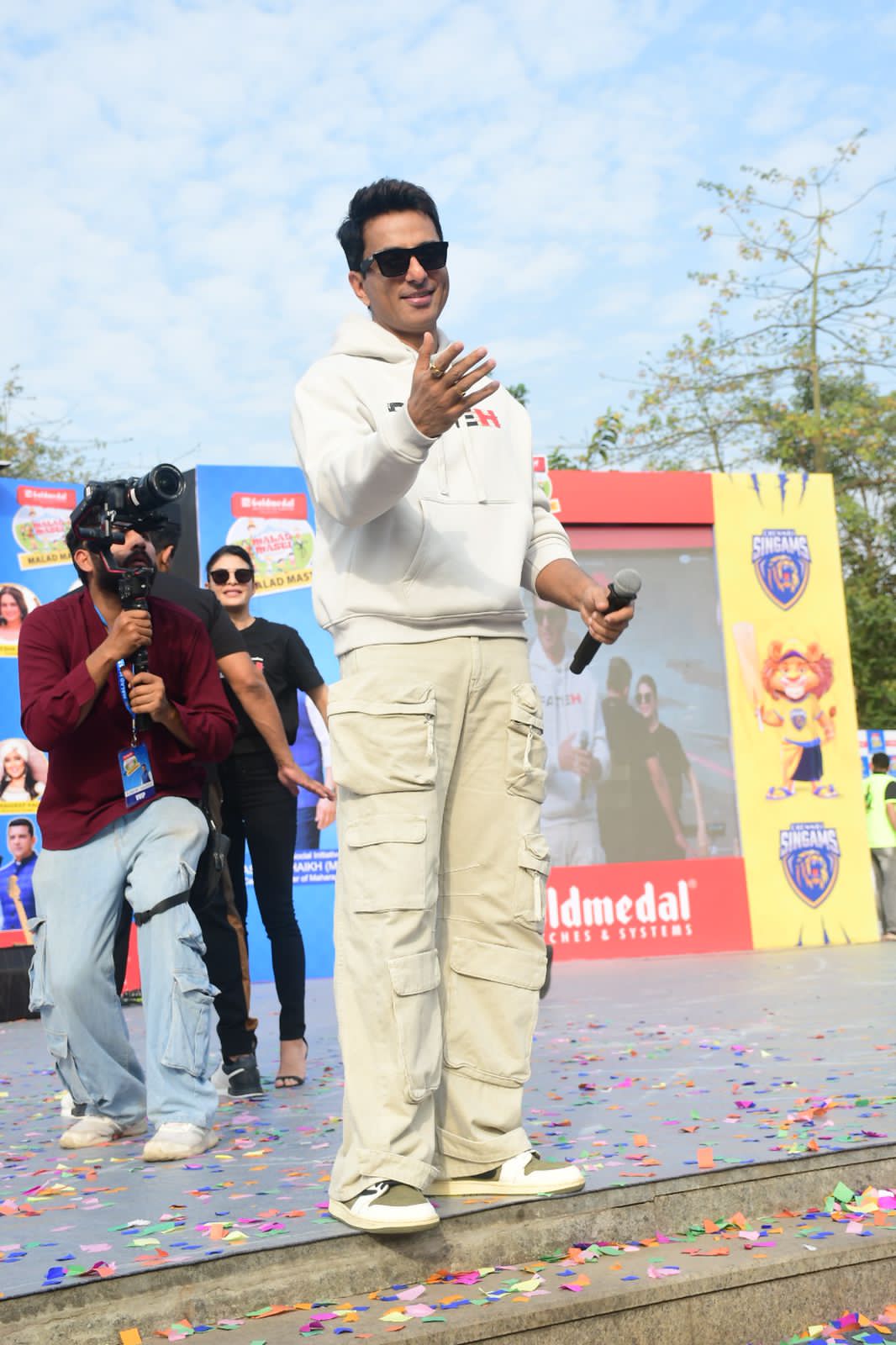 Sonu Sood was snapped at the Fateh trailer launch event, looking dapper in a white outfit