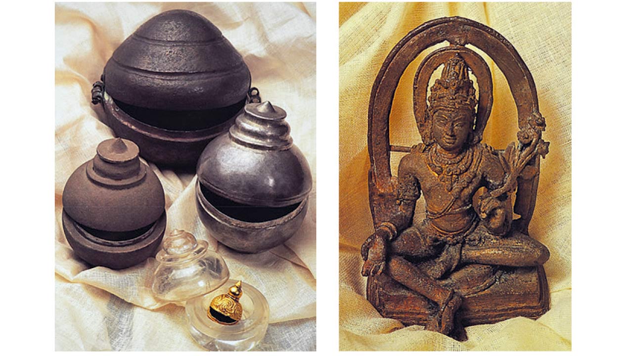 The Sopara relics: Five caskets from the stupa and a bronze image of Maitreya, the Future Buddha. FILE PIC