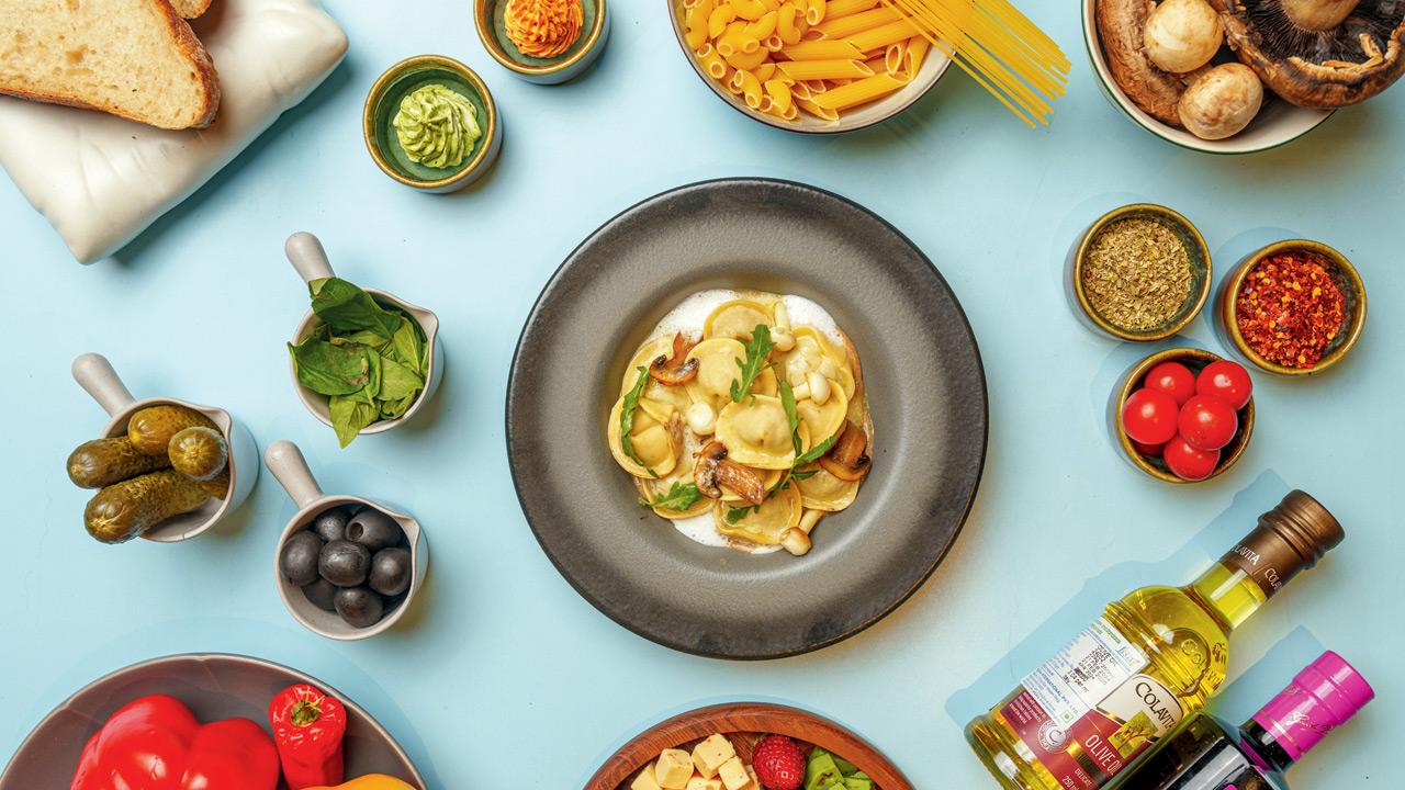 The truffle tortellini is served in a rich burnt butter sauce