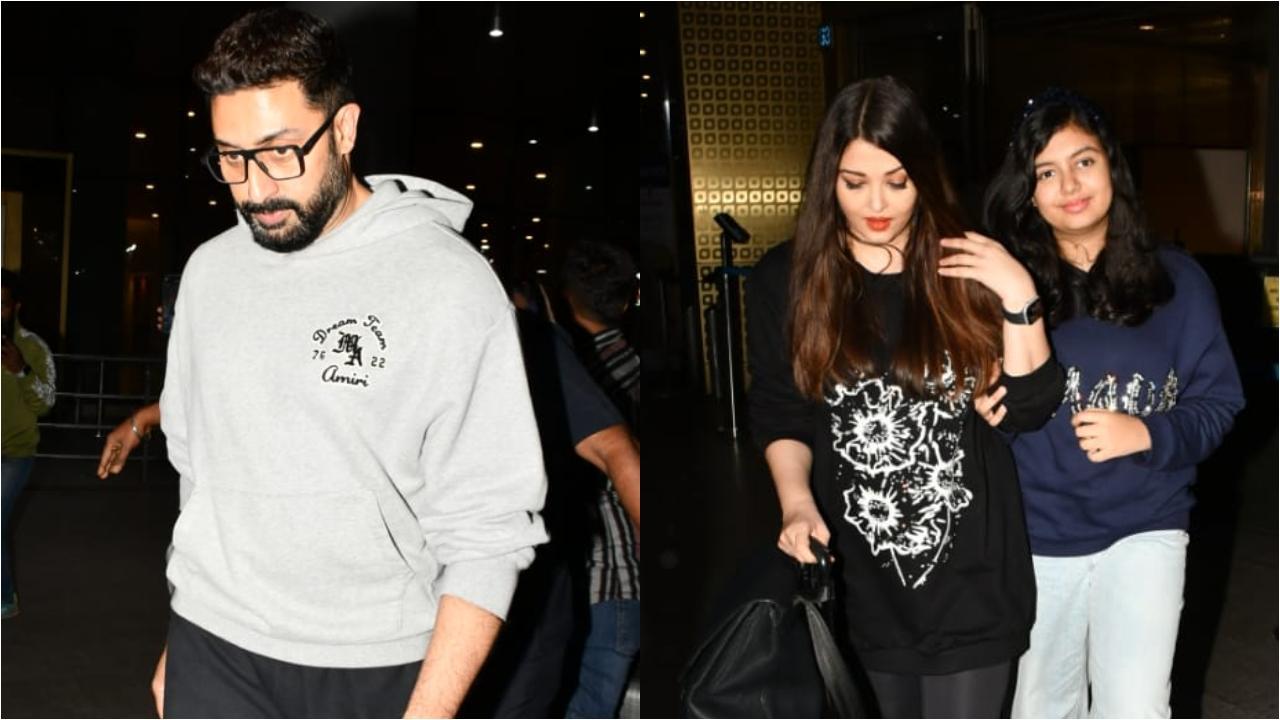 Abhishek, Aishwarya and Aaradhya Bachchan make rare appearance together at Mumbai airport, see video