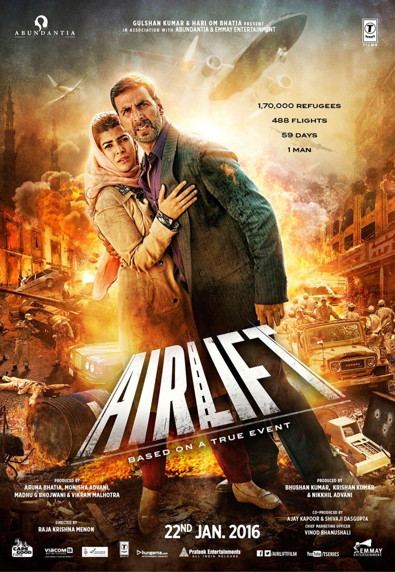 ‘Airlift’ follows Ranjit Katyal, played by Akshay Kumar, a Kuwait-based businessman, as he carries out the evacuation of Indians based in Kuwait during the Invasion of Kuwait by Saddam Hussein's Iraq. 