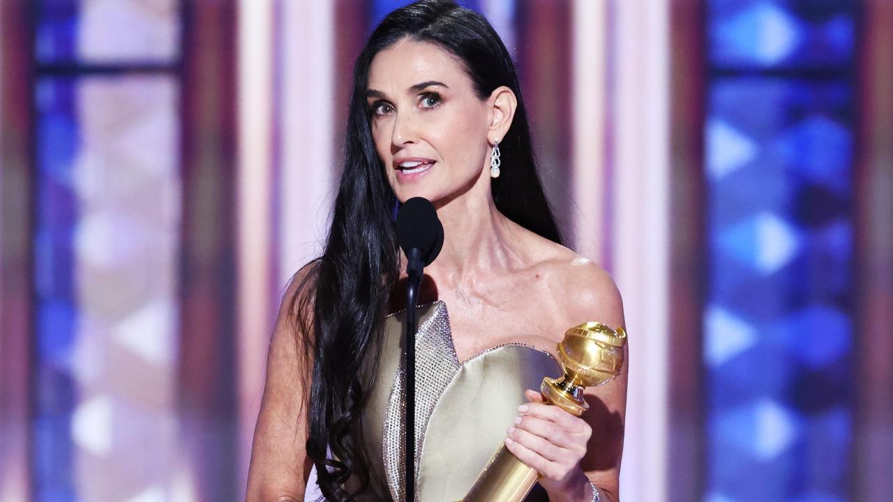 Demi Moore's powerful speech goes viral after she wins her first Golden Globe for Best Actress - watch video