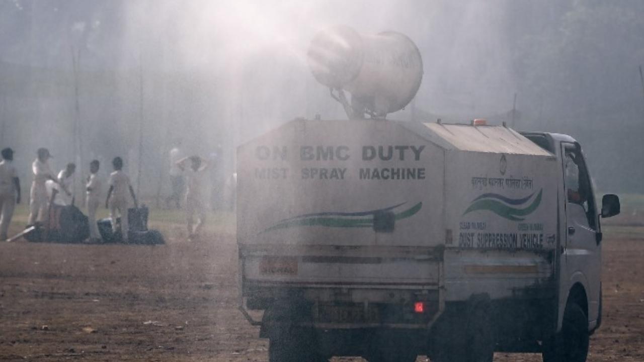 IN PHOTOS: BMC uses mist canons to control dust at Shivaji Park in Mumbai