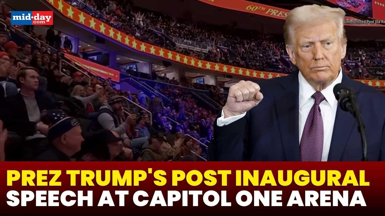 Prez Trump addresses the crowd at Capitol One Arena after inauguration