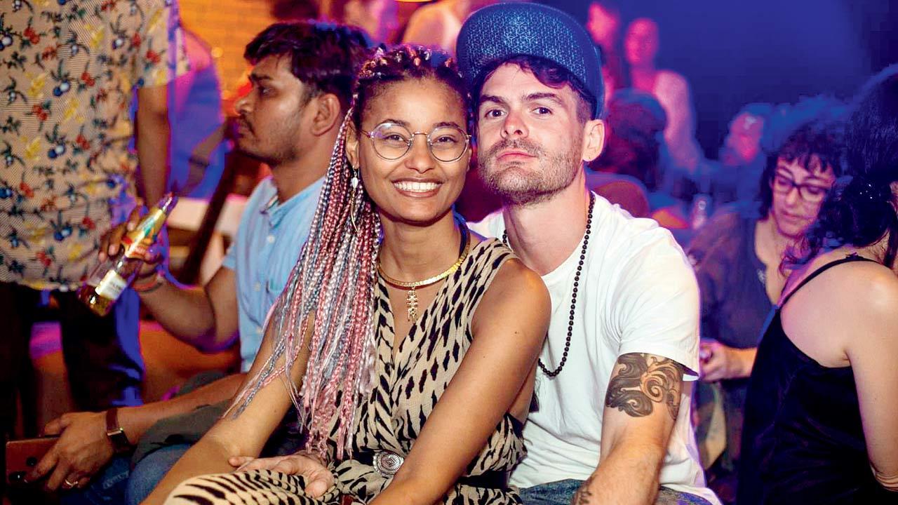 British national Aiden Freeborn and his partner at a party in Goa in 2022. In the late 2010s, he enjoyed the raves at venues such as Shiva Valley and Hilltop