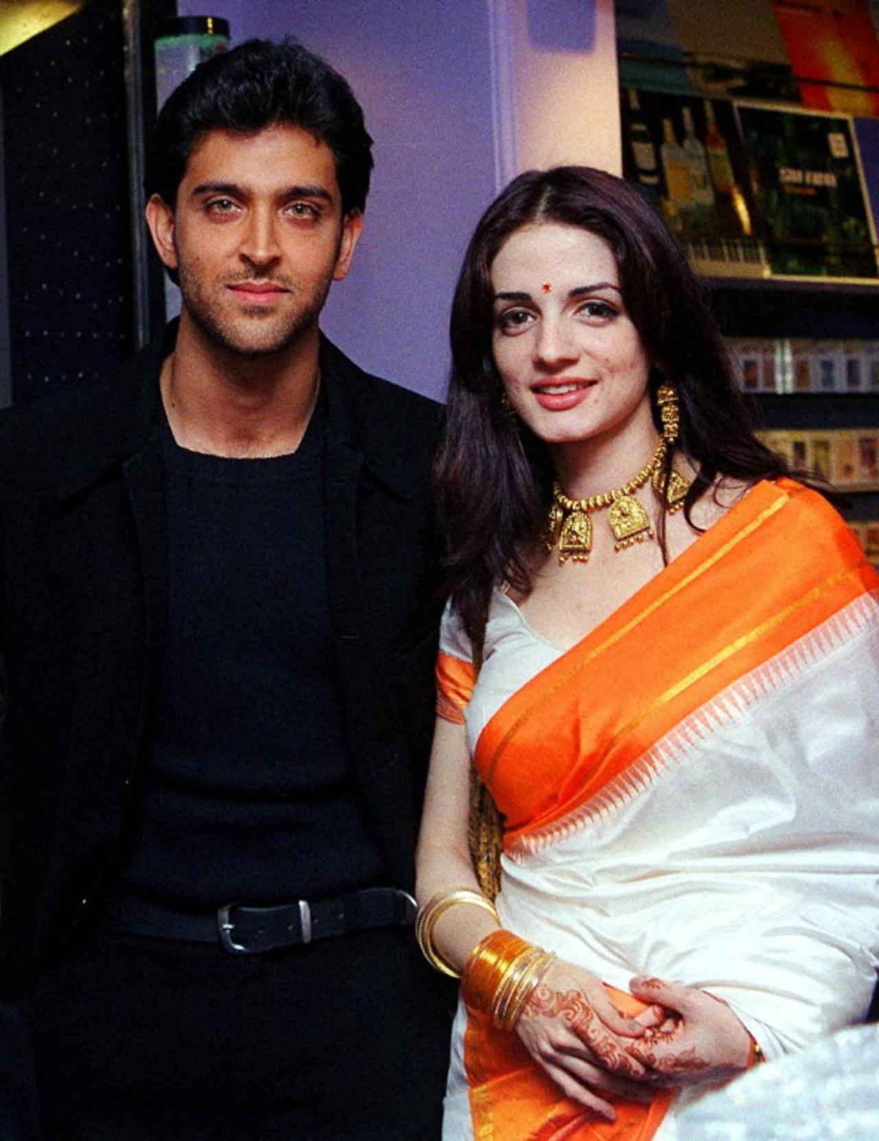 Hrithik Roshan entered Bollywood as a child actor and bagged his first film in the year 2000. Here he poses with Sussanne Khan, who was then his girlfriend. 