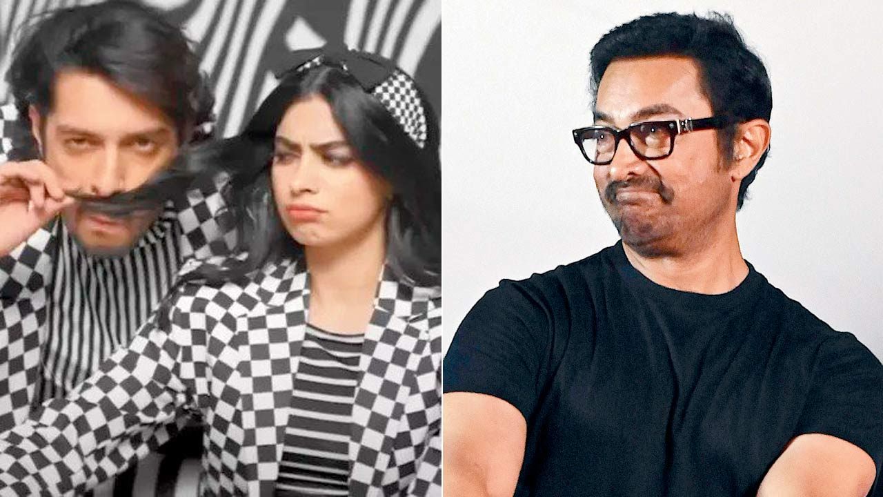 Junaid Khan and Khushi Kapoor in Loveyapa; (right) Aamir Khan