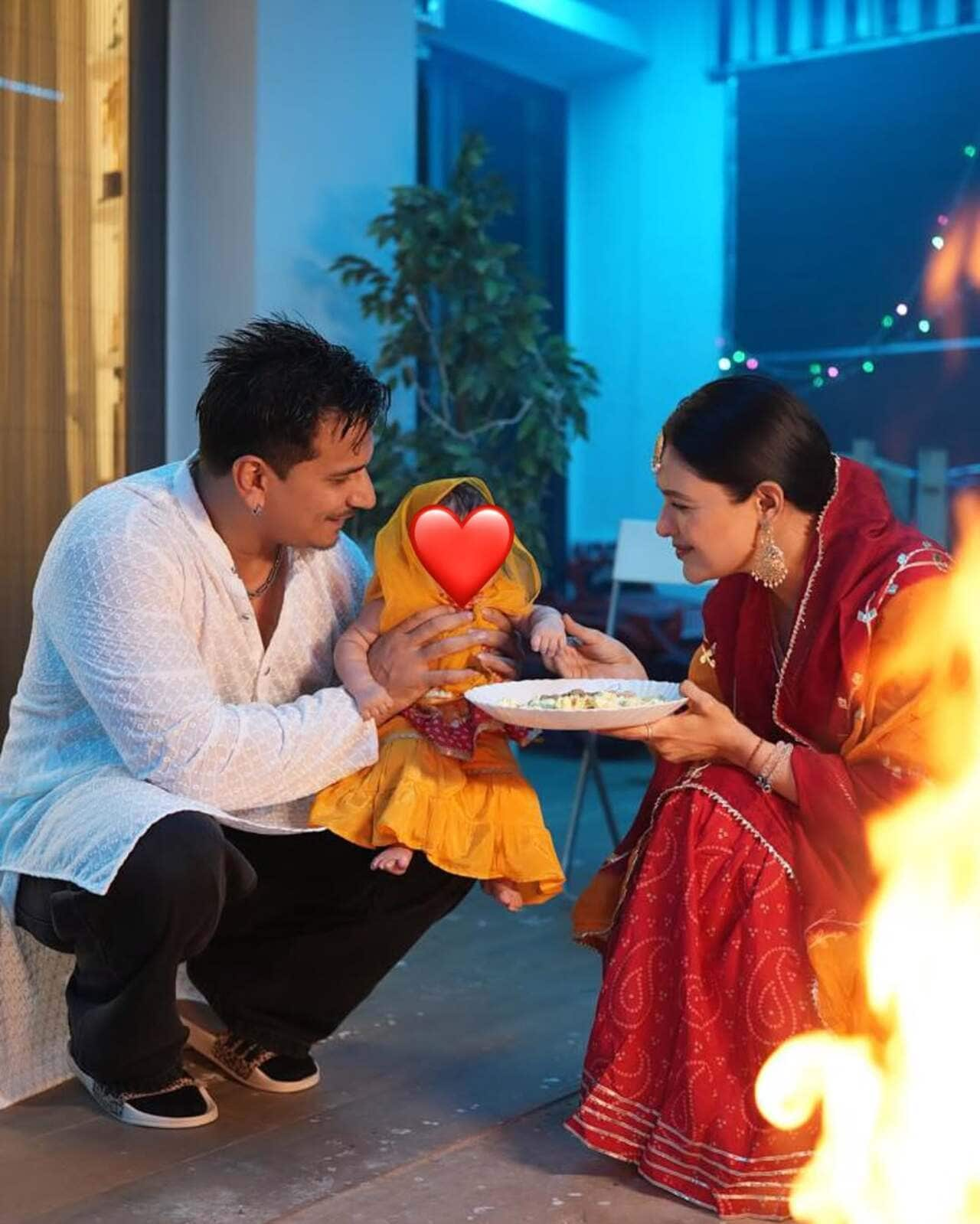 Seems like all is well between Prince Narula and Yuvika Chaudhary. Prince shared a couple of pictures with Yuvika and their newborn daughter from their Lohri celebrations.