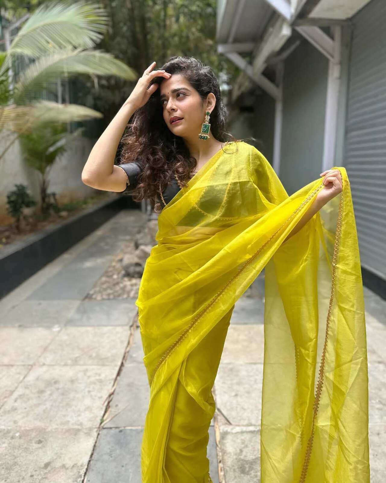 This pre-stitched saree is by the brand called Binks