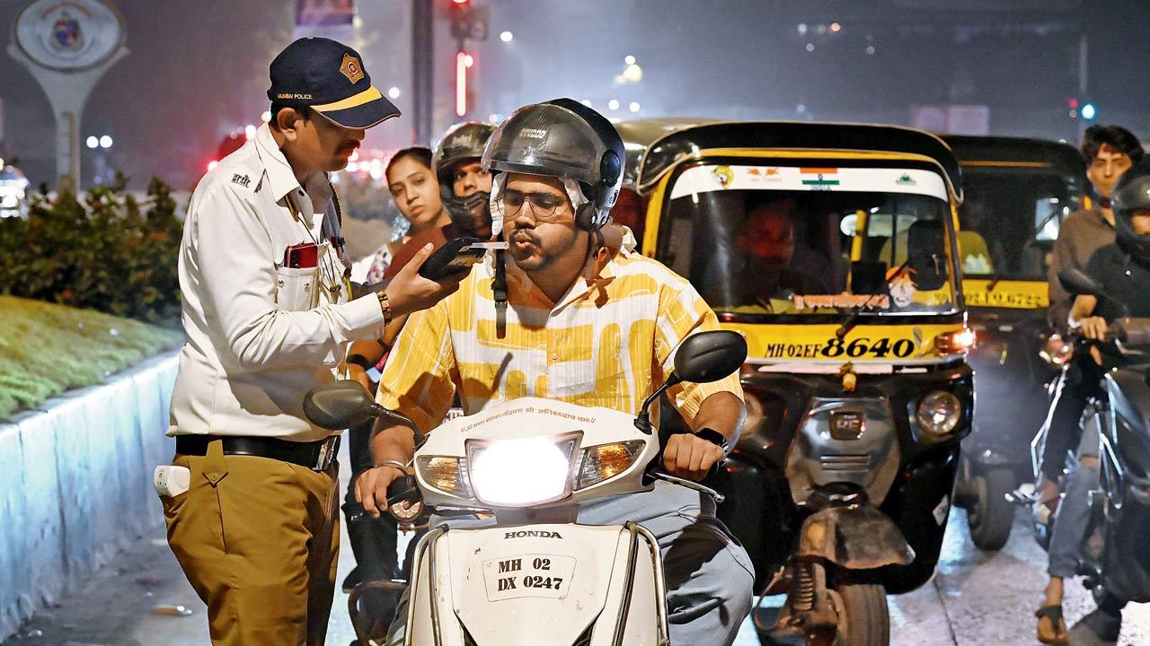 No one escaped the breathalyser on NYE, like this biker...