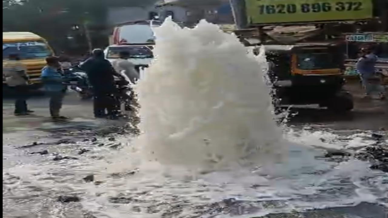  Vasai-Virar Municipal Corporation pipeline bursts after being hit by unidentified vehicle 