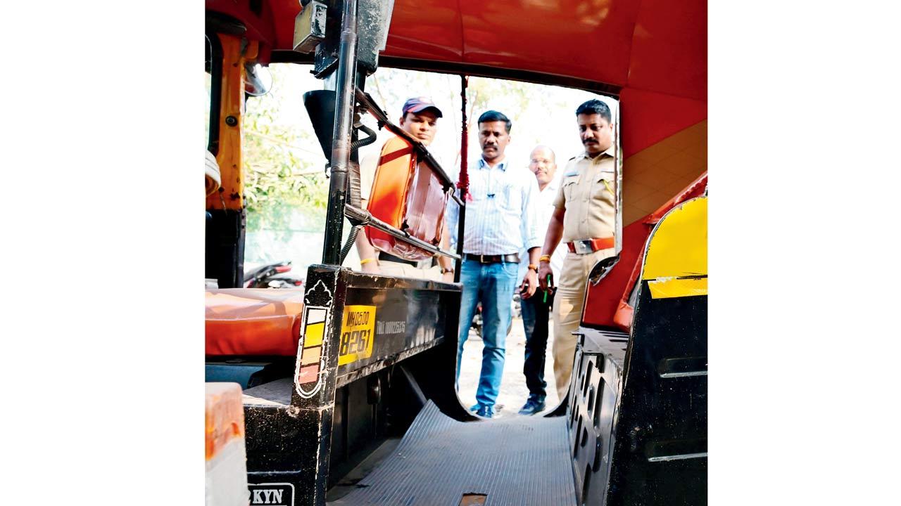 The 12-year-old’s body was transported in this auto rickshaw and dumped along the wall of this burial ground in Kalyan