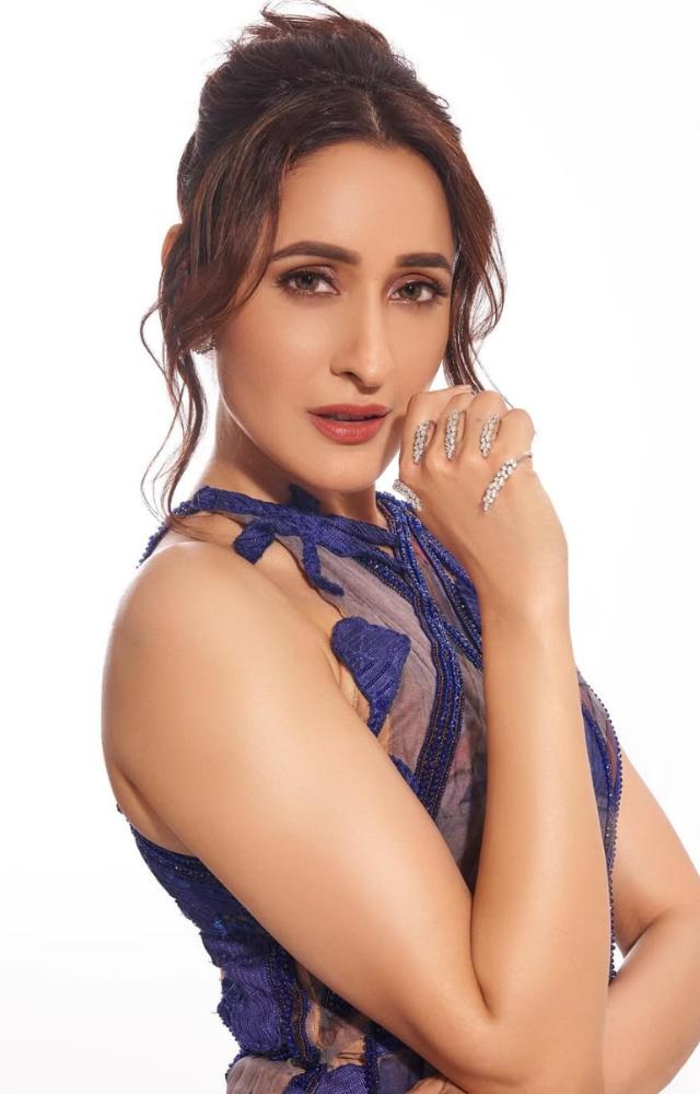 In a blue sheer ensemble, Pragya looked straight out of a dream. 