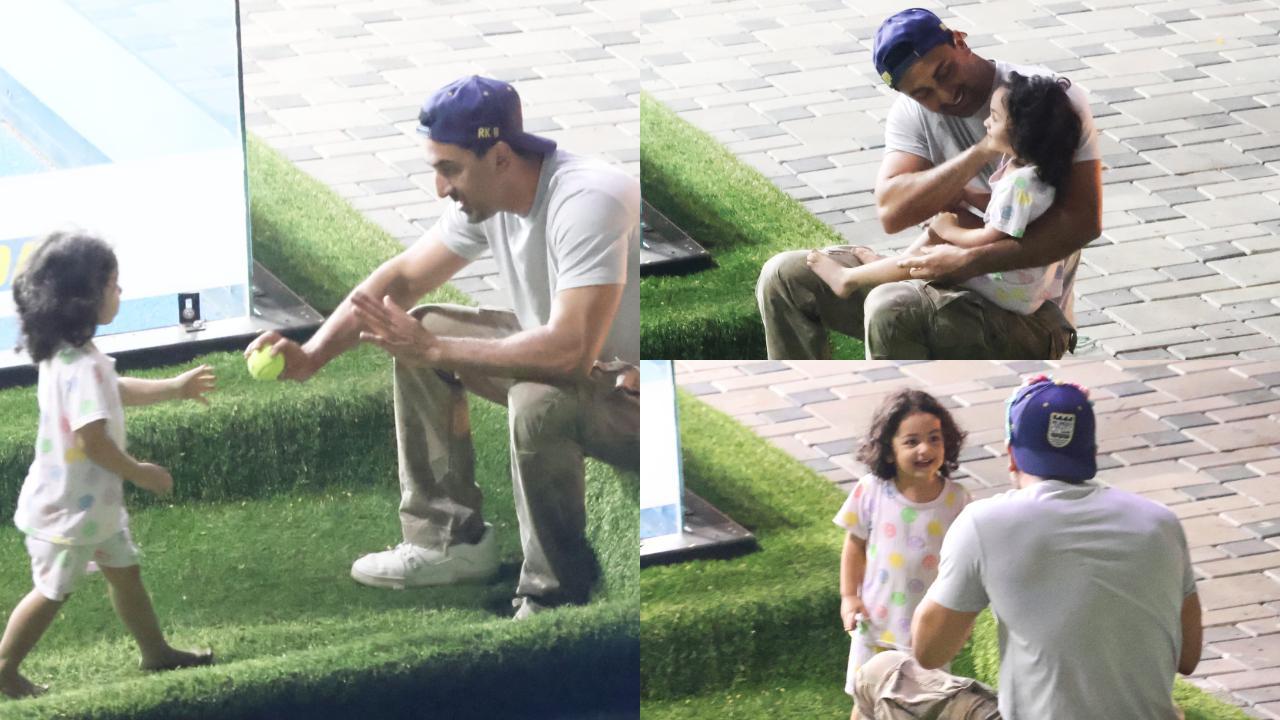 Watch: Raha trips and falls while running towards Ranbir Kapoor; doting dad comforts his baby girl