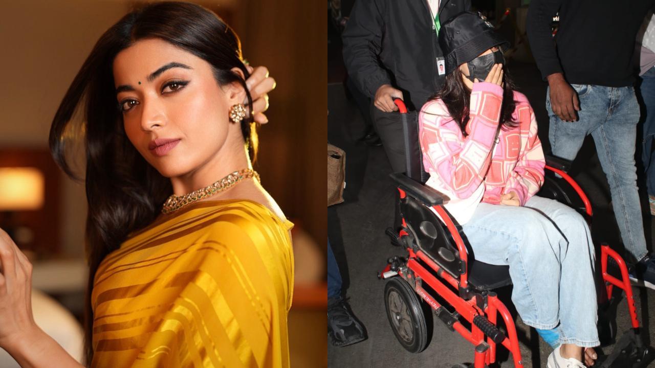 Rashmika spotted in a wheelchair as she arrives for Chhaava trailer launch
