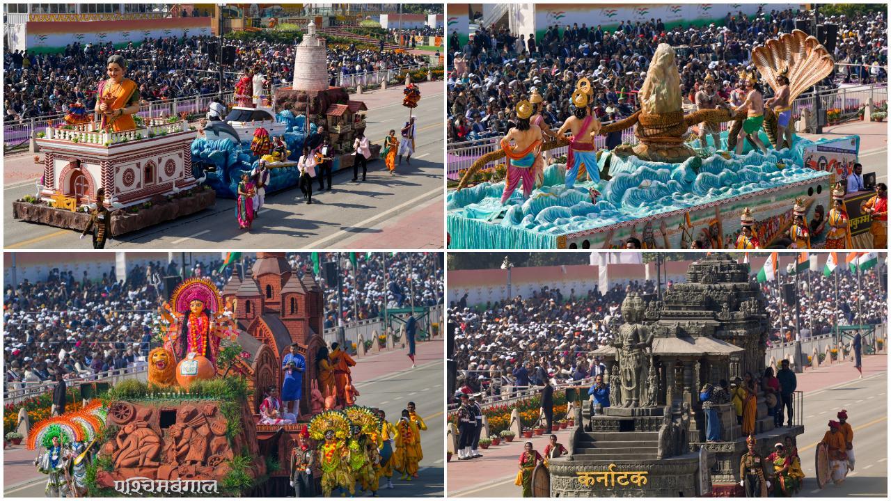 Glimpses of tableaux of different states & union territories at R-Day parade
