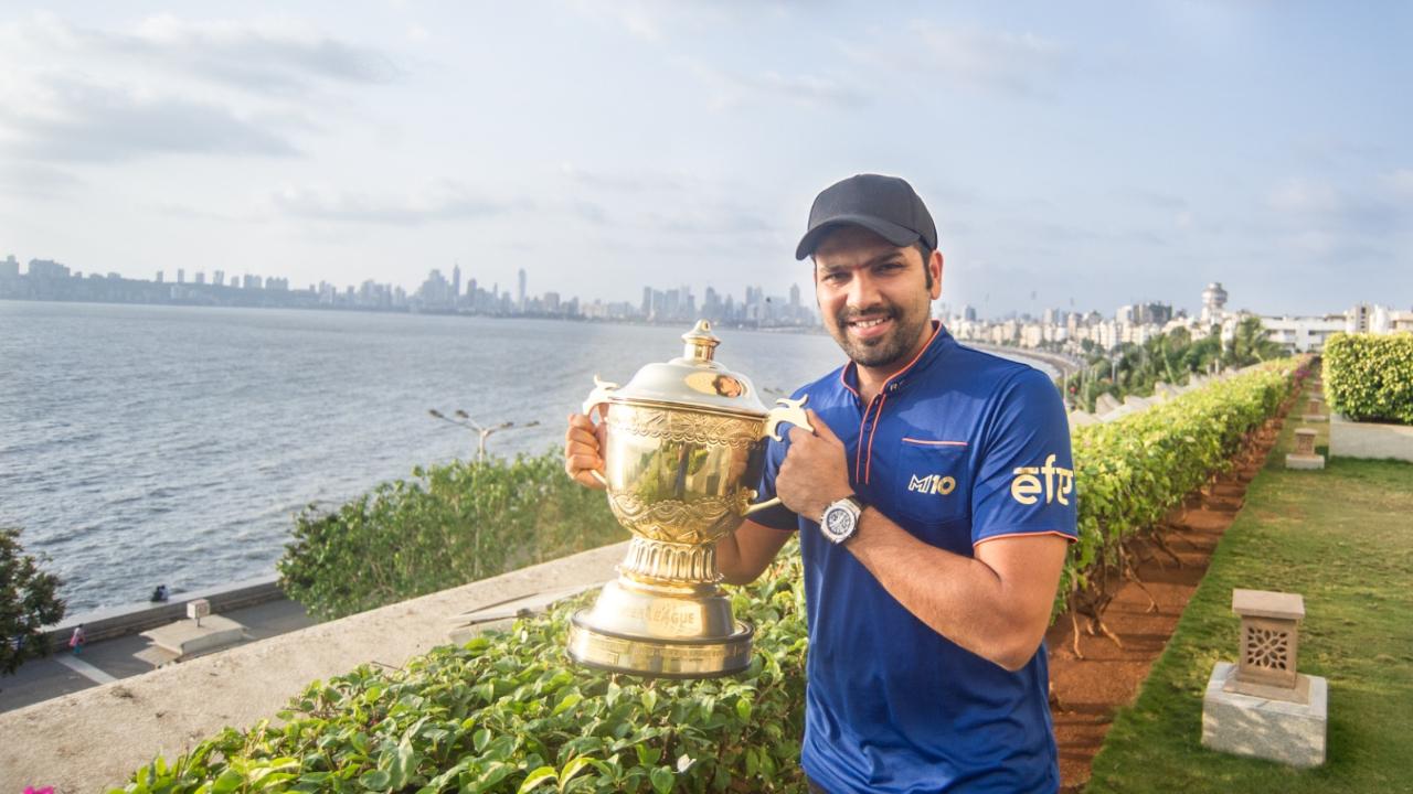 MI’s ever-present icon Rohit Sharma poses with one of his prized possessions
