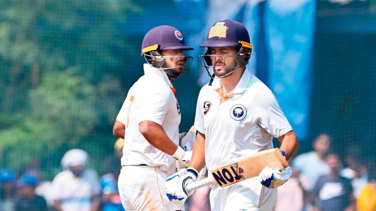 Shubham Khajuria (left) and Vivrant Sharma during their 75-run stand