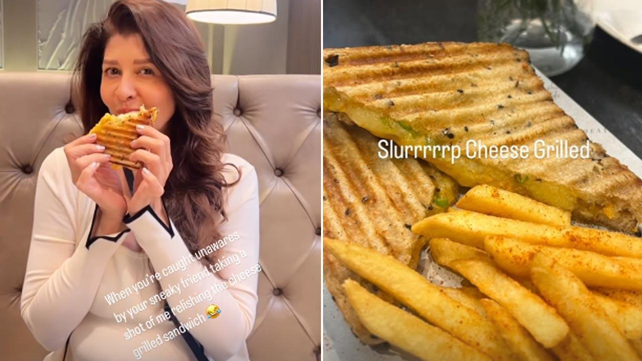 Sangeeta Bijlani relishes a yummy cheese grilled sandwich