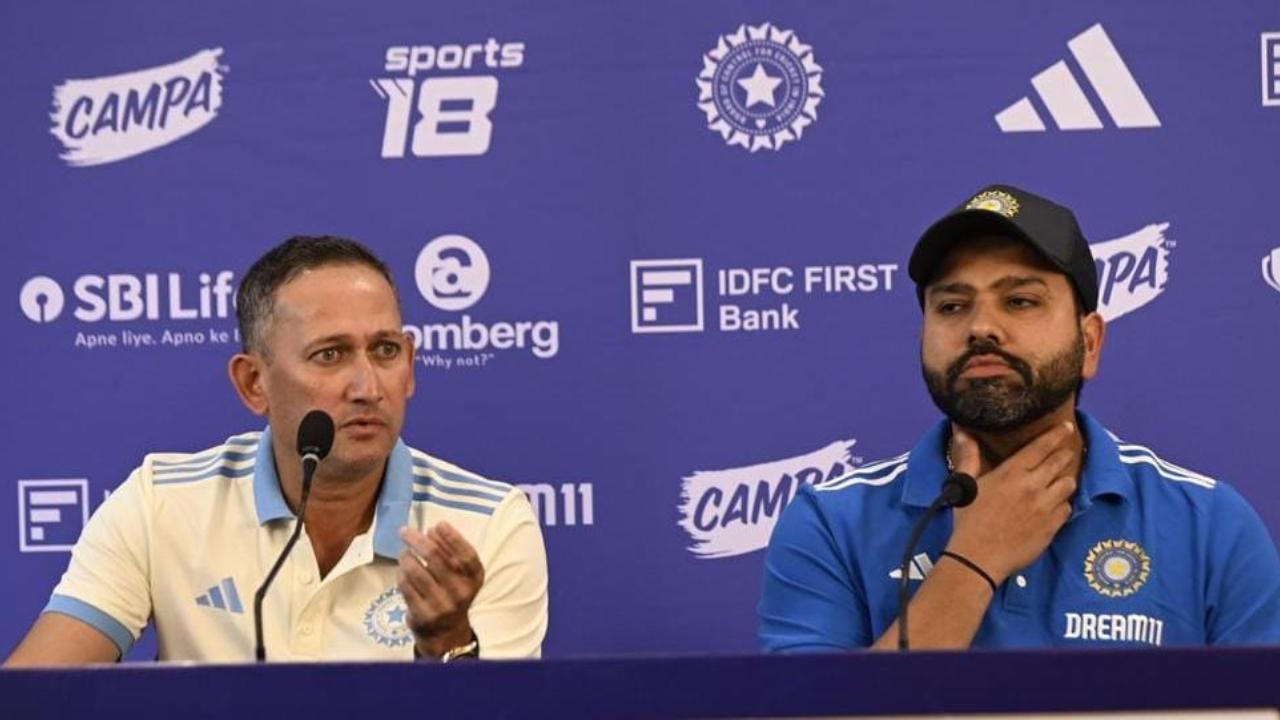 Board of Control for Cricket (BCCI) in India chief selector Ajit Agarkar and skipper Rohit Sharma made their appearance at the Wankhede Stadium in Mumbai to announce the Indian squad for the Champions Trophy 2025