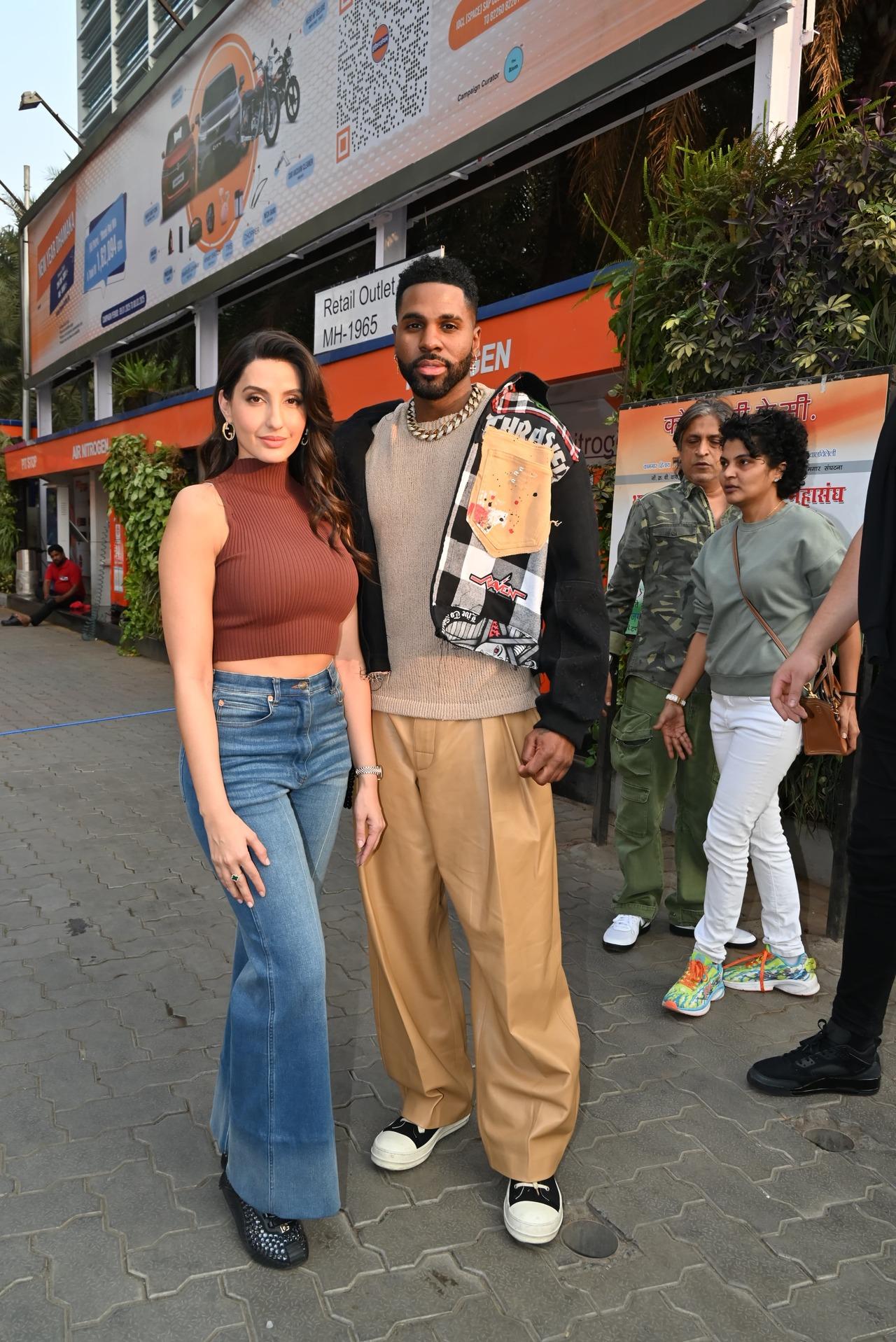 Nora Fatehi and Jason Derulo spotted in BKC to promote their upcoming song
