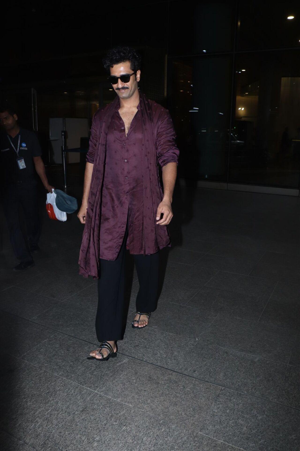 Vicky Kaushal was spotted at the airport as he returned from Hyderabad after promoting Chhaava