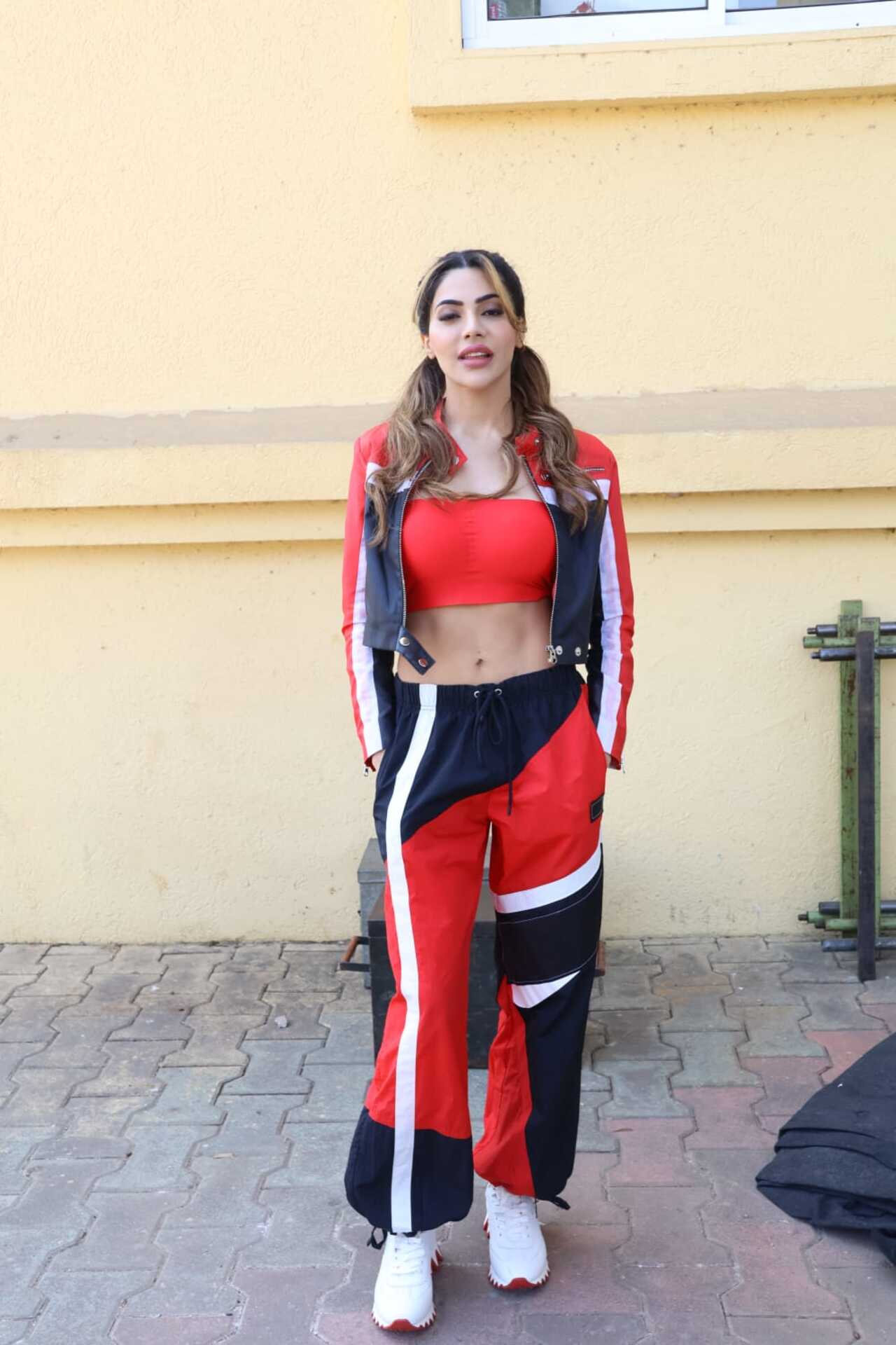 Nikki Tamboli spotted on the sets of Celebrity Laughter chef
