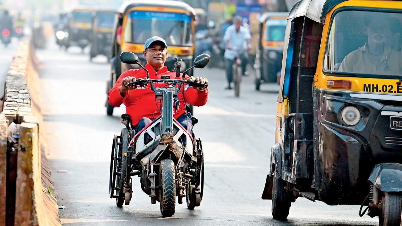Ansari heads out for a Zomato delivery in Malad yesterday 
