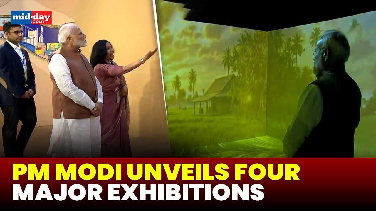 PM Modi inaugurates 4 exhibitions, Explores stalls of union & state ministries