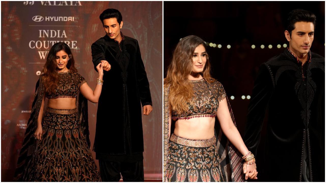 Rasha Thadani and Ibrahim Ali Khan at India Couture Week 2025