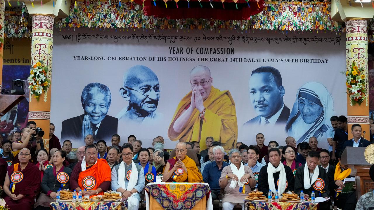 Political leaders from here and abroad also shared the canopied space, admiring the Dalai Lama and his continuing commitment to global peace and religious harmony. Union ministers Kiren Rijiju and Rajiv Ranjan Singh, Arunachal Pradesh Chief Minister Pema Khandu, Sikkim minister Sonam Lama, and Hollywood actor Richard Gere addressed the gathering after the performances