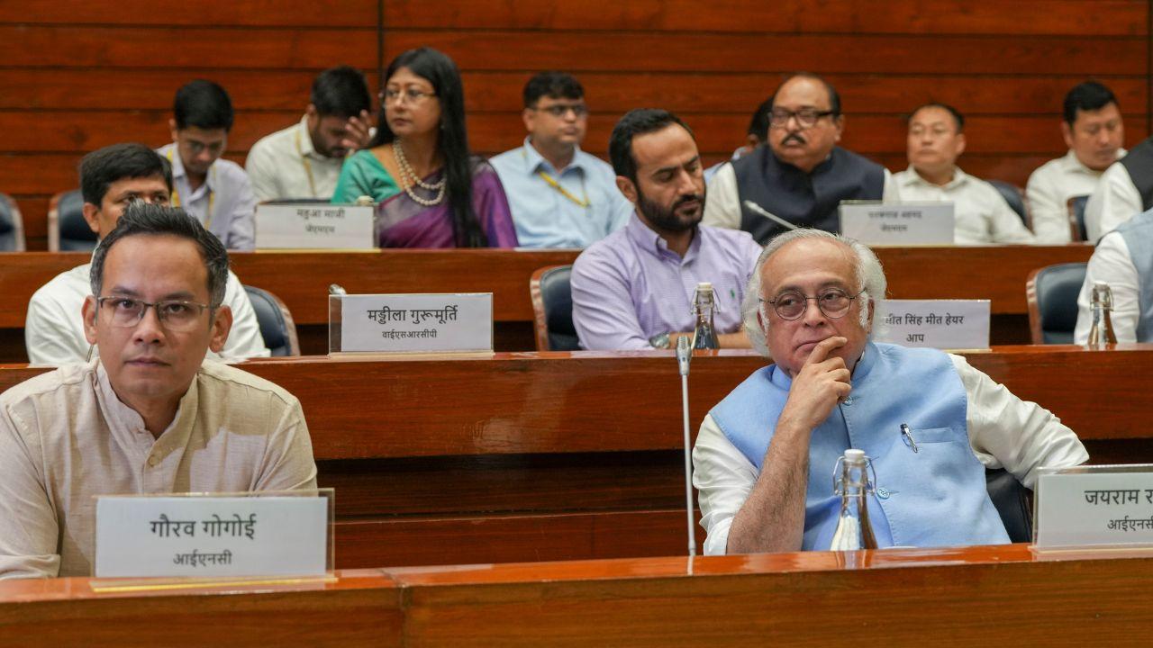 Congress MPs Gaurav Gogoi and Jairam Ramesh were seen at the all-party meeting ahead of the Monsoon session of Parliament. 