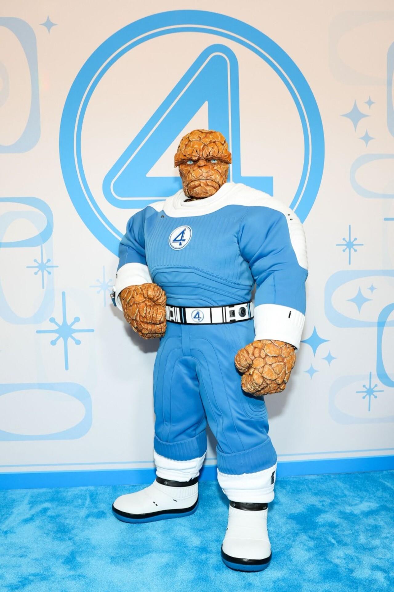 The fictional superhero character The Thing also made an appearance on the blue carpet at the Dorothy Chandler Pavilion in Los Angeles, California on July 21, 2025.