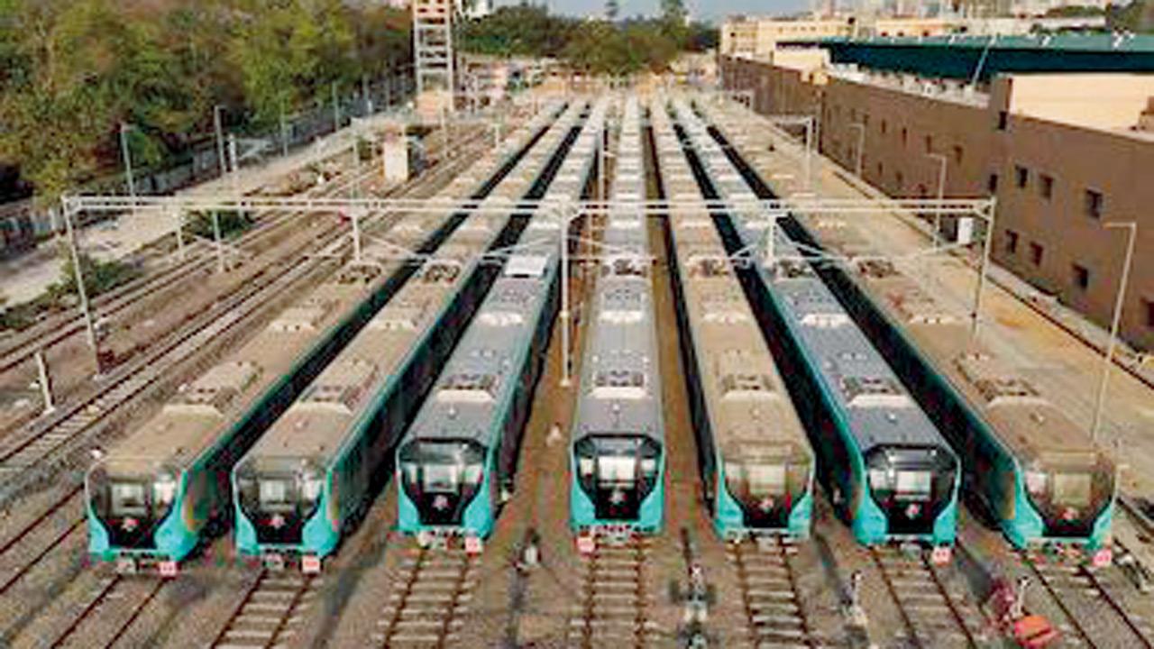The Aarey depot, which can accommodate 31 trainsets of eight coaches each. Pics/By Special Arrangement
