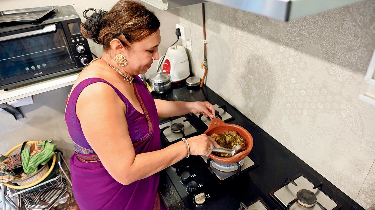 Roopa Nabar prepares the chicken version of gongura