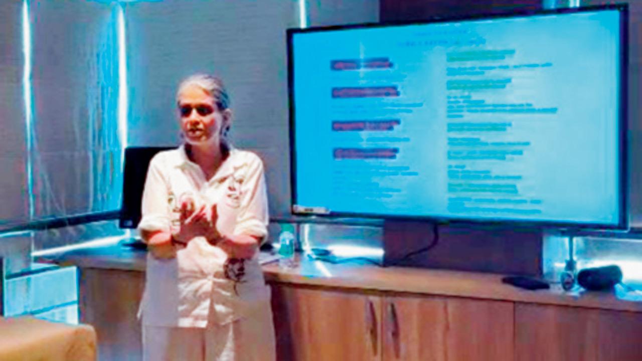 Alleyah Asghar instructs participants using a presentation.  PICS COURTESY/MYNA ACADEMY