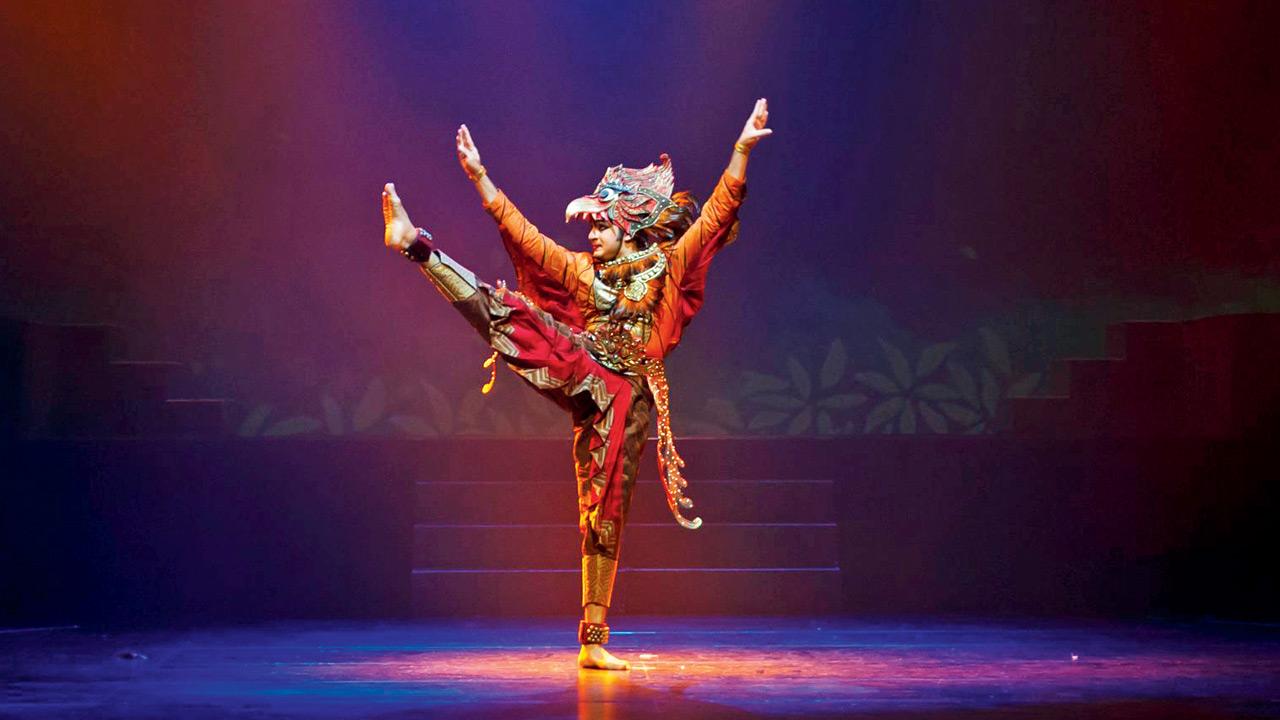 A moment from the repertory’s production, Anjaneyam