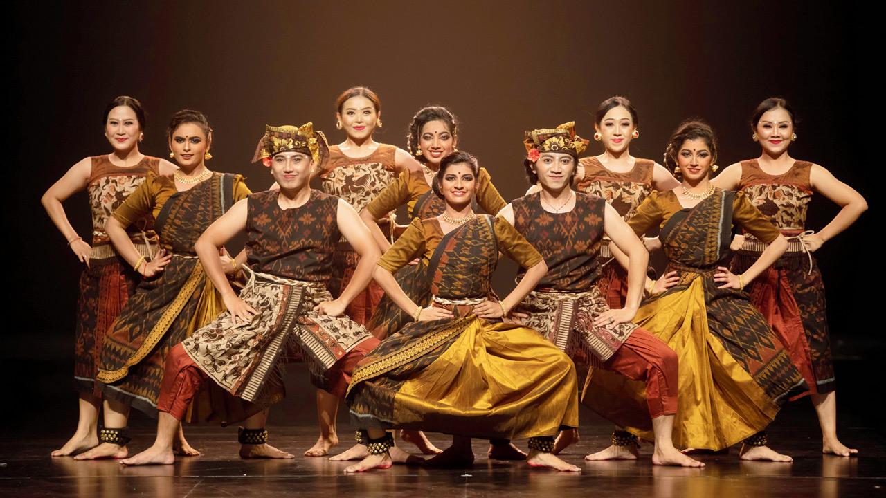 The costumes weave together Indian and Far East traditions through their use of fabrics