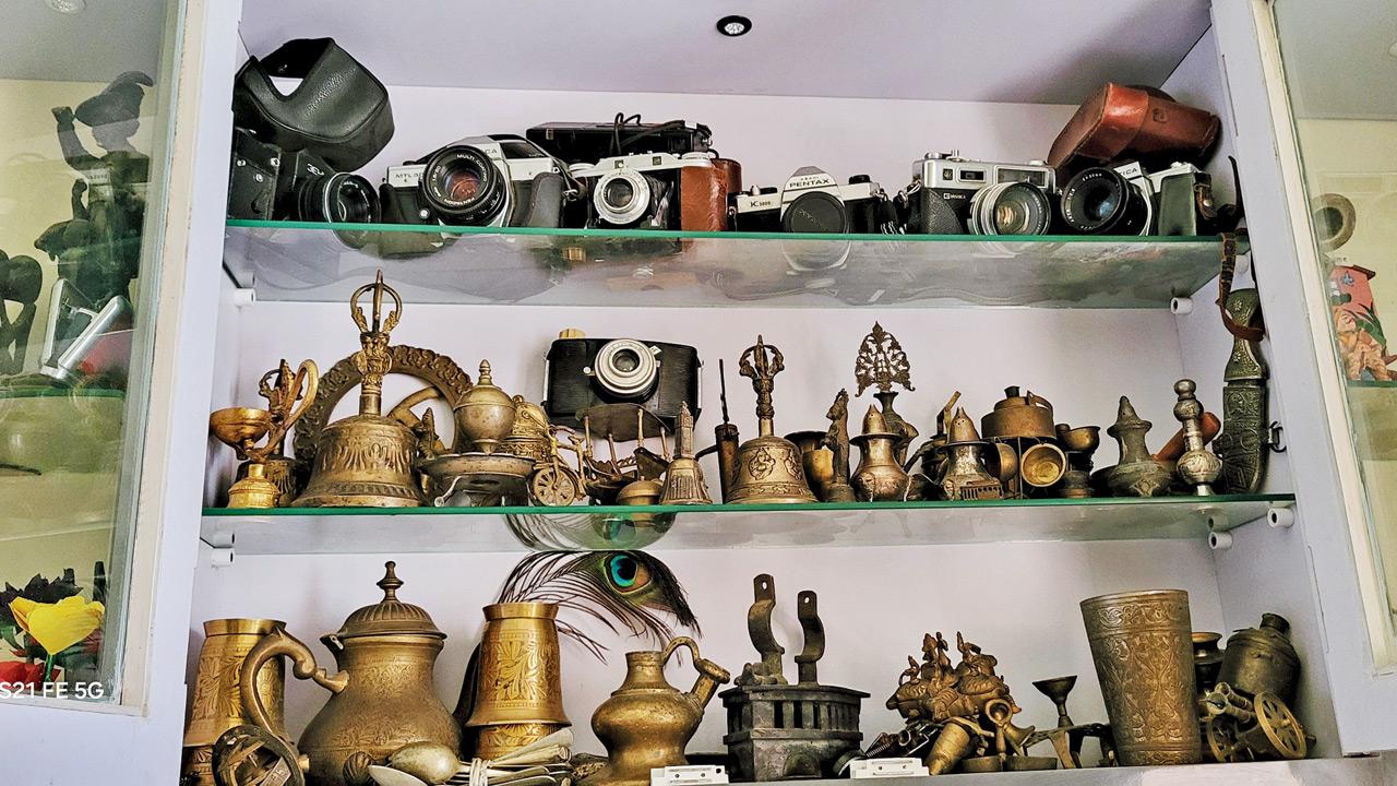 Vintage brass items and cameras showcased at Kulkarni’s home