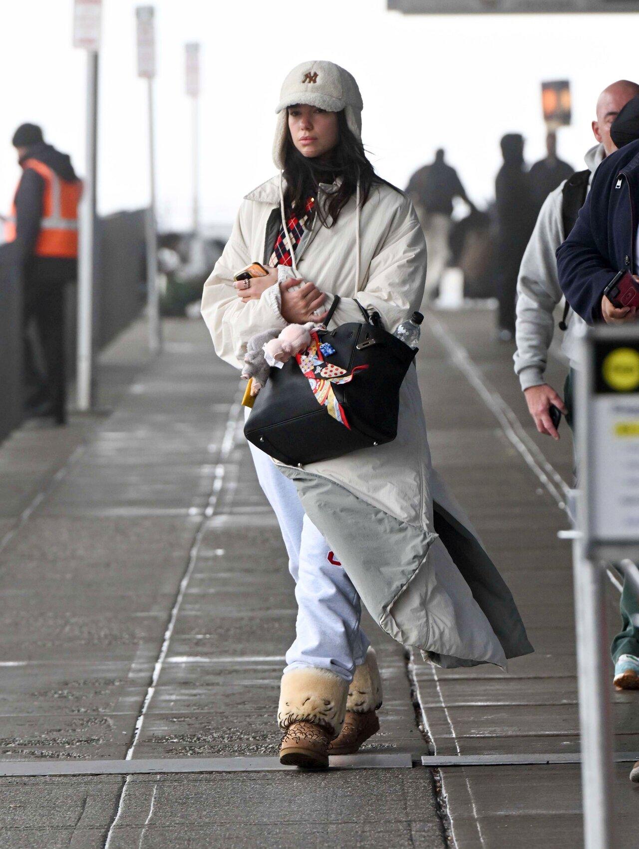 Dua Lipa, too in one of her airport appearances, was seen flaunting a labubu figurine hanging from her bag.