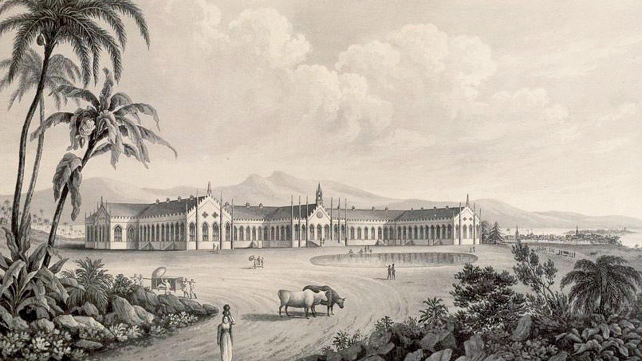 An engraving of the Bombay Native Hospital, built at the joint expense of Sir Jejeebhoy and the East India Company; it was later renamed Sir JJ Hospital (Pic/Wikimedia Commons)
Grant Government Medical College and Sir JJ Group of Hospitals, Nagpada, Byculla
The JJ Hospital was set up in 1845, and remains one of South Asia’s oldest functioning hospitals. It was set up with a generous donation of R1 lakh from Sir JJ to build this hospital for Indians. The Grant Medical College was named after Sir Robert Grant, former Governor of Bombay who was at the forefront of planning an institution for medical education in the city. Together with Sir JJ, they worked closely to realise and establish this key medical landmark in the city.