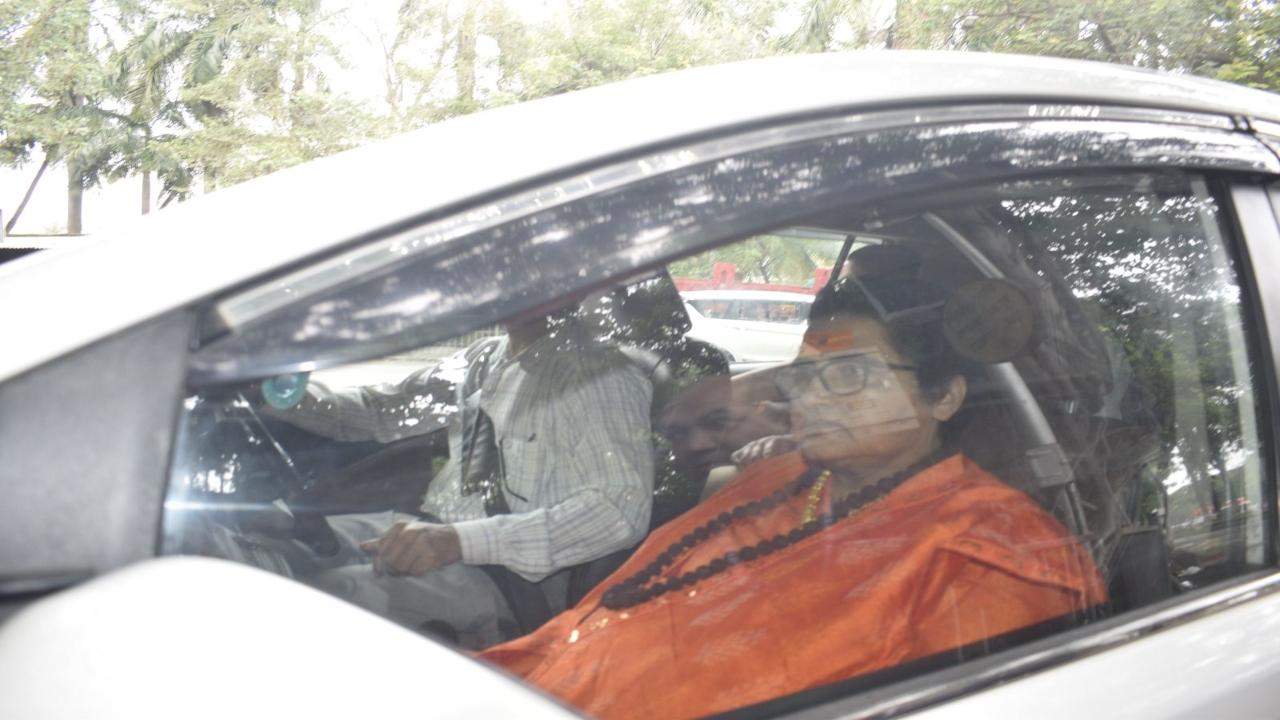Former BJP MP Pragya Thakur leaves the court after the verdict. She defeated ex-MP CM Digvijay Singh in the 2019 Lok Sabha polls. Originally, 11 people were accused in the case; however, the court ultimately framed charges against 7, including former MP Sadhvi Pragya. PIC/SHADAB KHAN