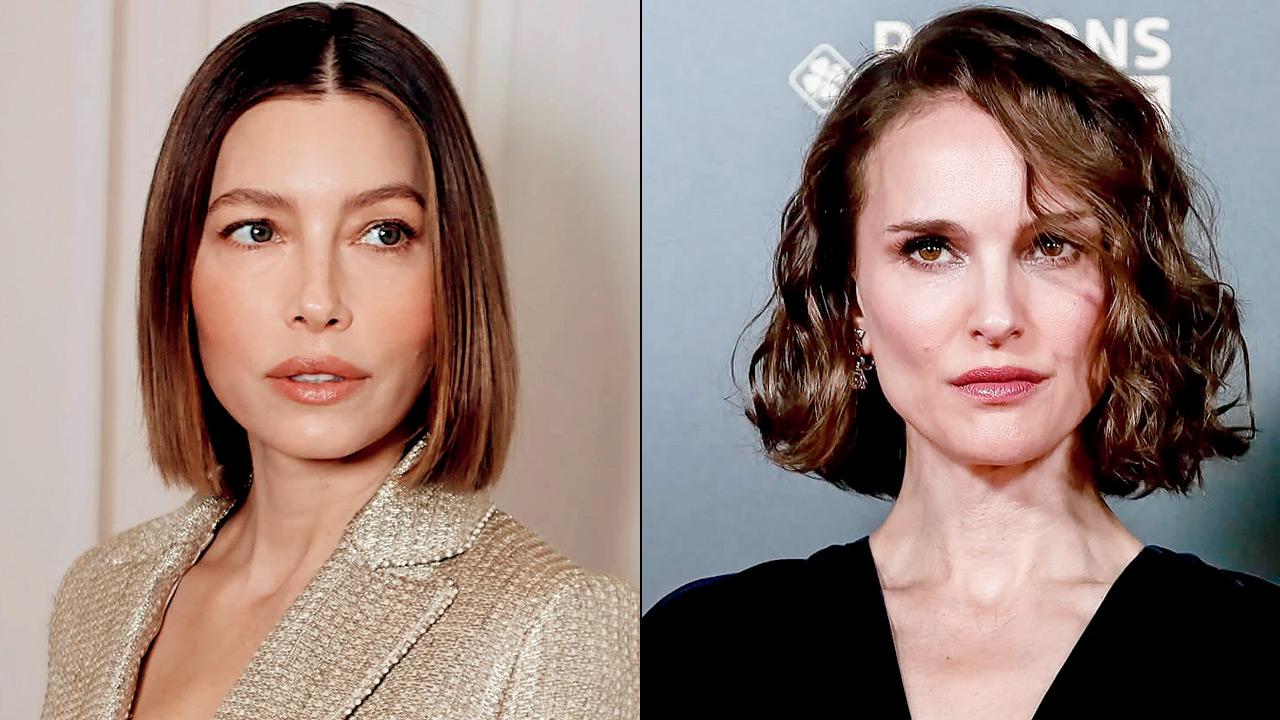 Jessica Biel opts for a blunt bob. Pic Courtesy/@jessicabiel (right) Natalie Portman sports a textured bob. Pic Courtesy/@theportmandiary